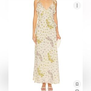 Steve Madden Floral Ruffle yellow maxi Dress size xL